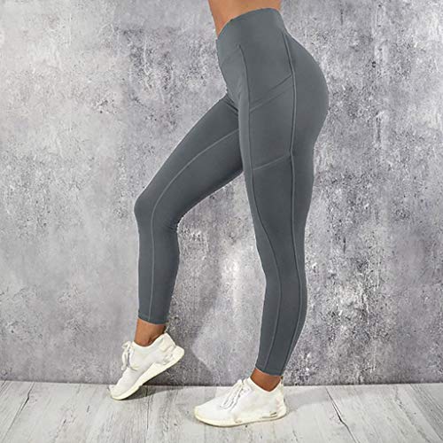 SHOBDW Pantalones Mujer Sólido Push Up Leggings Medias Cintura Alta Estiramiento Entrenamiento Fitness Deportes Gimnasio Pantalones Deportivos De Yoga con Bolsillo Oculto