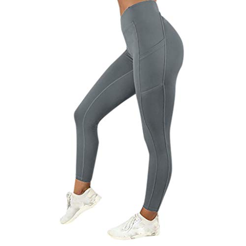 SHOBDW Pantalones Mujer Sólido Push Up Leggings Medias Cintura Alta Estiramiento Entrenamiento Fitness Deportes Gimnasio Pantalones Deportivos De Yoga con Bolsillo Oculto