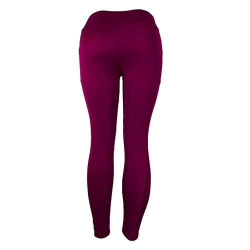 SHOBDW Pantalones Mujer Sólido Push Up Leggings Medias Cintura Alta Estiramiento Entrenamiento Fitness Deportes Gimnasio Pantalones Deportivos De Yoga con Bolsillo Oculto