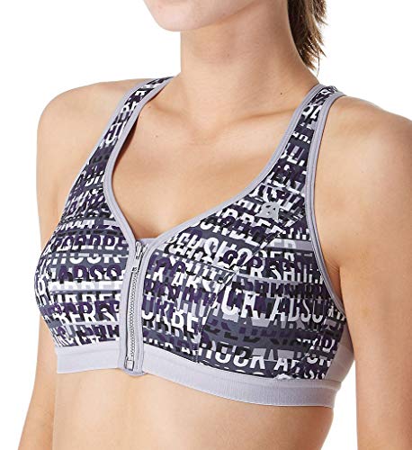 Shock Absorber Active Zipped Plunge Sujetador Deportivo, Gris Letras, 95B (EU: 80B, FR: 95B,) para Mujer (90C)