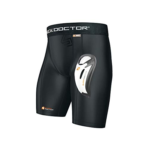 Shock Doctor - Short de compresión con Bioflex Copa, para adultos, color negro, talla L