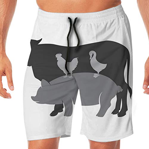 Shorts de Playa Farm Animals Quick Dry Speed ​​Drawstring Pantalones Cortos de Verano para Hombres, niños