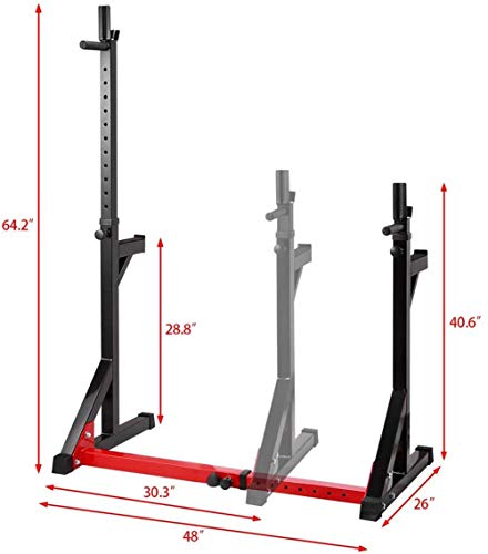 Siamés Tipo Squat Rack de múltiples Funciones casera de aparatos de Ejercicios Press de Banca Altura y Anchura Ajustable