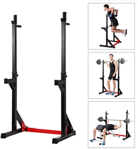 Siamés Tipo Squat Rack de múltiples Funciones casera de aparatos de Ejercicios Press de Banca Altura y Anchura Ajustable