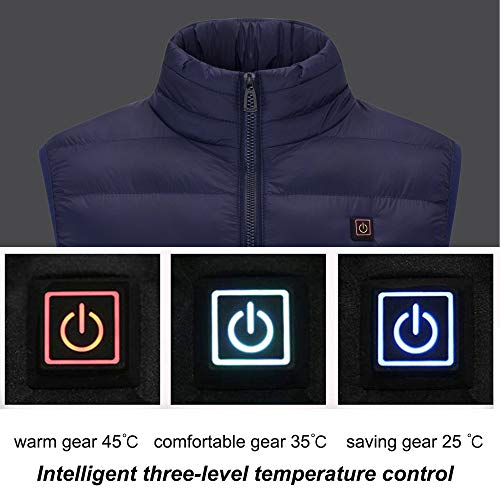 Sidiou Group Chaleco térmico eléctrico Cargador térmico con Carga USB Chaleco Ajustable de la Chaqueta de Abajo de la Ropa Abajo Chaleco de Chaleco Recargable para Hombre (Blue, XXL)