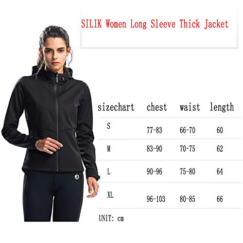 SILIK Chaqueta Deportiva Suéter con Cremallera de Manga Larga Sudadera de Fitness para Mujer, Negro, S