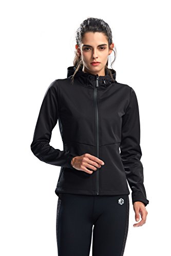 SILIK Chaqueta Deportiva Suéter con Cremallera de Manga Larga Sudadera de Fitness para Mujer, Negro, S