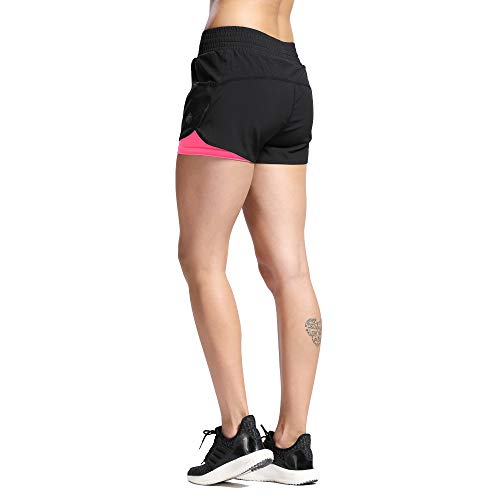 SILIK Womens Sports Gym Shorts Entrenamiento Transpirable Correr Fitness Leggings Coral Rojo L
