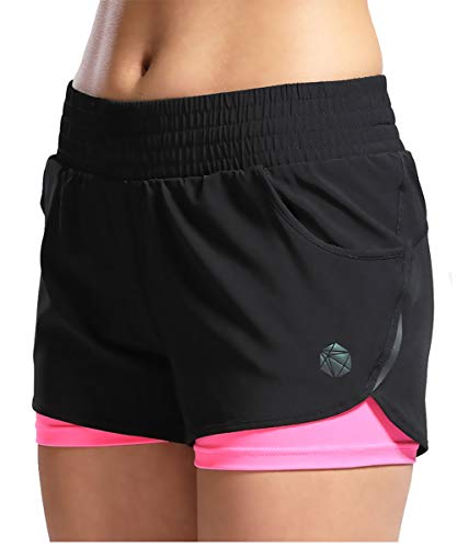 SILIK Womens Sports Gym Shorts Entrenamiento Transpirable Correr Fitness Leggings Coral Rojo XL