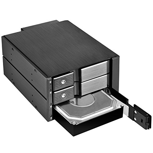 SilverStone SST-FS303B - Placa trasera para rack móvil de aluminio sin bandeja con cambio en caliente con ventilador y cierre de 3 bahías para SAS/SATA HDD, negro