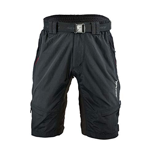 SILVINI Rango Pantalones de Ciclismo para Hombre, Primavera/Verano (L, Negro/Rojo)