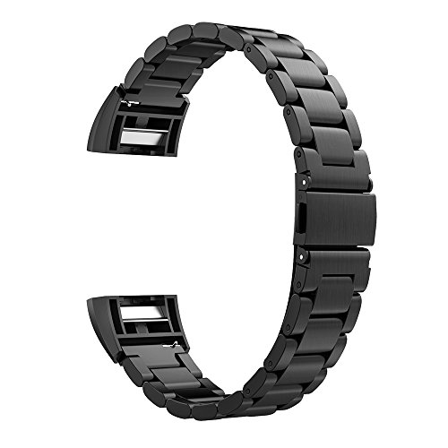 Simpeak Correa Compatible con Fitbit Charge 2 (5.5-8.1 Pulgadas), Correa de Acero Inoxidable Reemplazo Wristband Pulseras de Repuesto Bandas Compatible con Fitbit Charge 2 Fitness,Negro