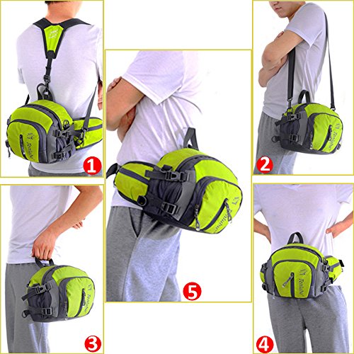 SINOKAL Bolso de Cintura Multifuncional con Estilo Militar de Lona Resistente al Agua, Riñonera para Correr, Caminar, Ciclismo, Escalar, Acampar y para Viajes (Negro)