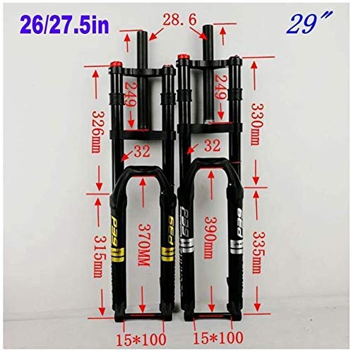 SJMFGF MTB Presión de Aire Frente Tenedor Doble Hombro Suspensión Horquillas Amortiguación Horquilla Aire Horquilla Control Barril Regla 15x100mm Itinerario 160MM A-Pilar Disco Freno Montaje