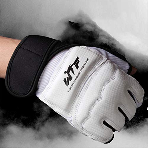 SJYT La Mitad De Los Guantes De Boxeo del Dedo, con Velcro Banda para La Muñeca Acolchado Grueso De Arena Pesada Bolsa, MMA Muay Thai UFC Sparring Punch Mitones,Azul