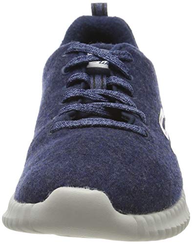 Skechers Elite Flex, Zapatillas para Hombre, Azul (Navy Premium Wool/Synthetic/Metal/Trim Nvy), 42.5 EU