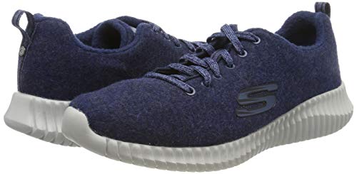 Skechers Elite Flex, Zapatillas para Hombre, Azul (Navy Premium Wool/Synthetic/Metal/Trim Nvy), 42.5 EU