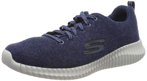 Skechers Elite Flex, Zapatillas para Hombre, Azul (Navy Premium Wool/Synthetic/Metal/Trim Nvy), 42.5 EU