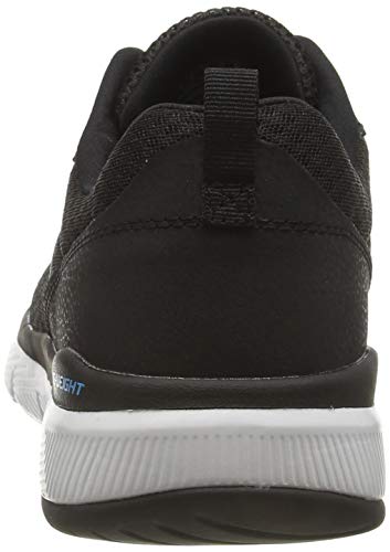 Skechers FLEX ADVANTAGE 3.0 Men’s Low-Top Trainers, Black (Black Leather/Mesh/Trim Blk), 9 UK (43 EU)