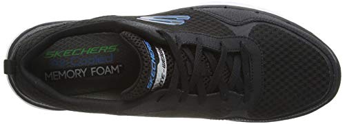 Skechers FLEX ADVANTAGE 3.0 Men’s Low-Top Trainers, Black (Black Leather/Mesh/Trim Blk), 9 UK (43 EU)