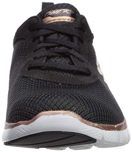 Skechers Flex Appeal 3.0-First Insight, Zapatillas para Mujer - Negro (Black Mesh/Rose Gold Trim Bkrg) - 35 EU