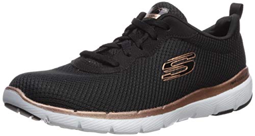 Skechers Flex Appeal 3.0-First Insight, Zapatillas para Mujer - Negro (Black Mesh/Rose Gold Trim Bkrg) - 35 EU