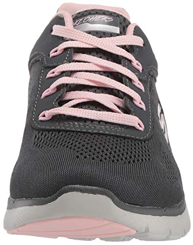 Skechers Flex Appeal 3.0-Moving Fast, Zapatillas para Mujer, Gris (Charcoal Mesh/Duraleather/Pink Trim Ccpk), 39 EU