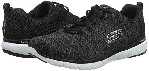 Skechers Flex Appeal 3.0, Zapatillas para Mujer, Negro (Black Knit Mesh/White Trim Bkw), 35 EU