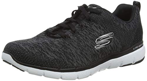 Skechers Flex Appeal 3.0, Zapatillas para Mujer, Negro (Black Knit Mesh/White Trim Bkw), 35 EU