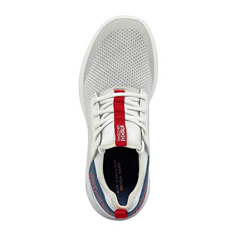 Skechers Go Run Fast Steadfast, Zapatillas sin Cordones para Hombre, Blanco (White Textile/Blue & Red Trim Wblr), 45.5 EU