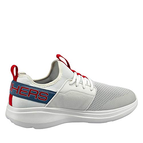 Skechers Go Run Fast Steadfast, Zapatillas sin Cordones para Hombre, Blanco (White Textile/Blue & Red Trim Wblr), 45.5 EU