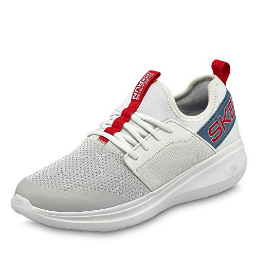 Skechers Go Run Fast Steadfast, Zapatillas sin Cordones para Hombre, Blanco (White Textile/Blue & Red Trim Wblr), 45.5 EU