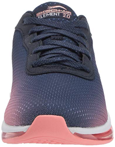 Skechers Skech-Air Element 2.0, Zapatillas para Mujer, Azul Marino Malla Rosa Caliente Borde Nvhp, 38 EU