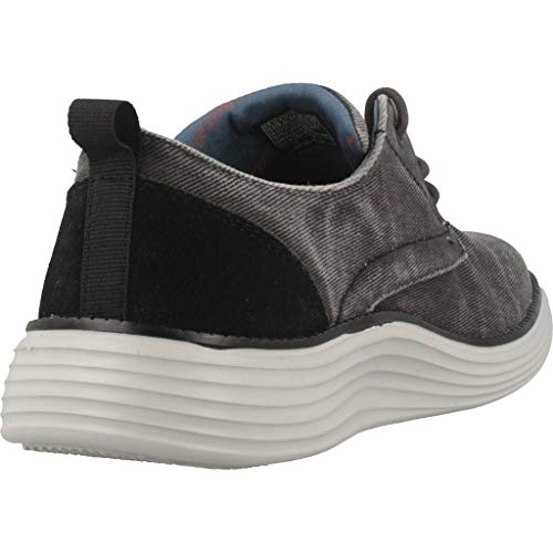 Skechers Status 2.0 Pexton, Zapatos de Cordones Derby para Hombre, Negro (Black Canvas Black), 43 EU