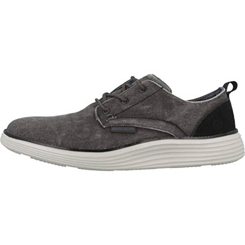 Skechers Status 2.0 Pexton, Zapatos de Cordones Derby para Hombre, Negro (Black Canvas Black), 43 EU