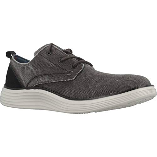 Skechers Status 2.0 Pexton, Zapatos de Cordones Derby para Hombre, Negro (Black Canvas Black), 43 EU