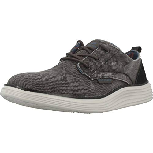 Skechers Status 2.0 Pexton, Zapatos de Cordones Derby para Hombre, Negro (Black Canvas Black), 43 EU