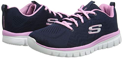 Skechers Women 12615 Low-Top Trainers, Blue (Navy/Pink), 7 UK  (40 EU)