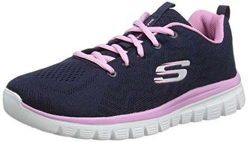 Skechers Women 12615 Low-Top Trainers, Blue (Navy/Pink), 7 UK  (40 EU)