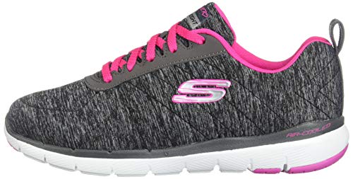 Skechers Women's Flex Appeal 3.0-INSIDERS Trainers, Black (Black & Gray Mesh/Black Trim BKHP), 3.5 UK 36.5 EU