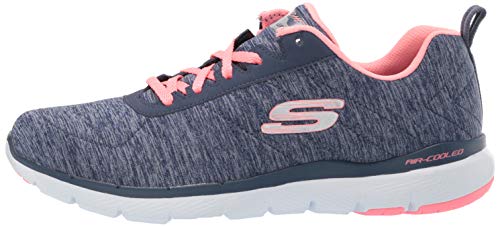 Skechers Women's FLEX APPEAL 3.0-INSIDERS Trainers, Blue (Navy Mesh/Coral Trim Nvcl), 6 UK 39 EU