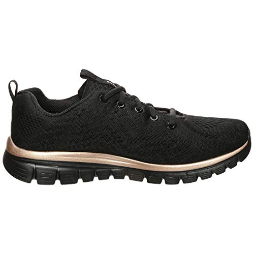 Skechers - Zapatillas deportivas - Modelo Graceful Get Connected Black Rose Gold - Zapatillas de mujer - Material tela negra - Modelo n. 12615 BKRG Negro Size: 38 EU