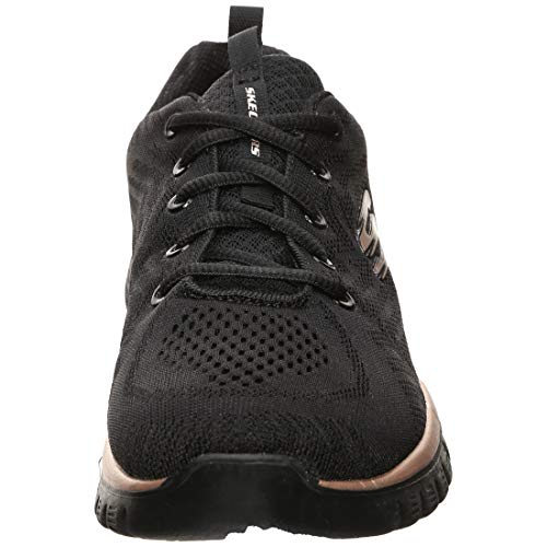 Skechers - Zapatillas deportivas - Modelo Graceful Get Connected Black Rose Gold - Zapatillas de mujer - Material tela negra - Modelo n. 12615 BKRG Negro Size: 38 EU