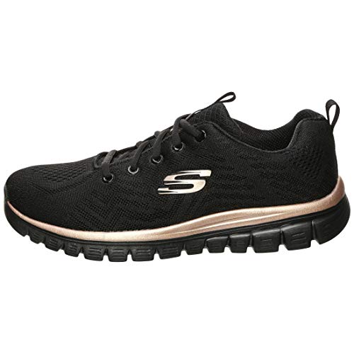 Skechers - Zapatillas deportivas - Modelo Graceful Get Connected Black Rose Gold - Zapatillas de mujer - Material tela negra - Modelo n. 12615 BKRG Negro Size: 38 EU