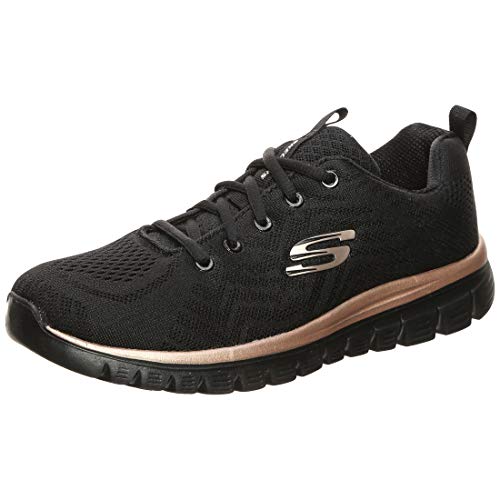 Skechers - Zapatillas deportivas - Modelo Graceful Get Connected Black Rose Gold - Zapatillas de mujer - Material tela negra - Modelo n. 12615 BKRG Negro Size: 38 EU