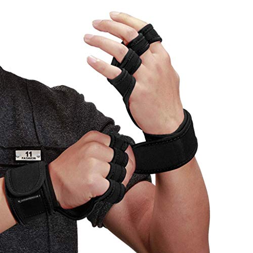 Skevic Guantes Gimnasio Hombre y Mujer - Guantes de Gym para Levantamiento de Pesas, Barra Dominadas, Crossfit, Calistenia, etc. Guantes Fitness Transpirable y Antideslizante con Muñequeras Gym