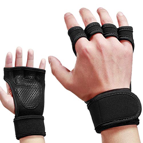 Skevic Guantes Gimnasio Hombre y Mujer - Guantes de Gym para Levantamiento de Pesas, Barra Dominadas, Crossfit, Calistenia, etc. Guantes Fitness Transpirable y Antideslizante con Muñequeras Gym