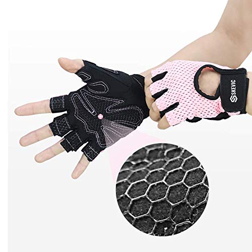 Skevic Guantes Gimnasio Hombre y Mujer - Guantes Gym ideales para Levantamiento de Pesas, Crossfit, Barra Dominadas, Ciclismo, etc. Guantes Gimnasio Mujer, Guantes Fitness Transpirable Antideslizante