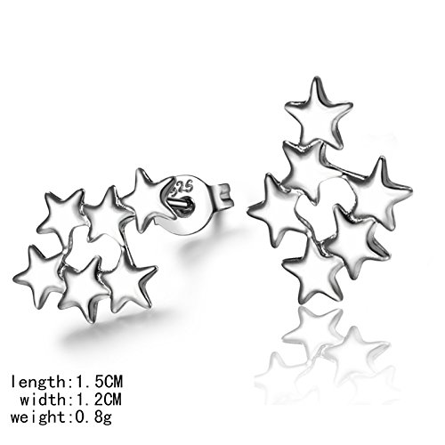 skyllc® Estrellas Femeninas Pendientes de Plata S925