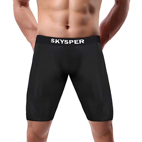 SKYSPER 3 Piezas Pantalones Cortos de Compresión Hombre Mallas Cortas Running Leggings Deportivos para Hombres Secado Rápido Transpirable para Deporte, Fitness, Gym
